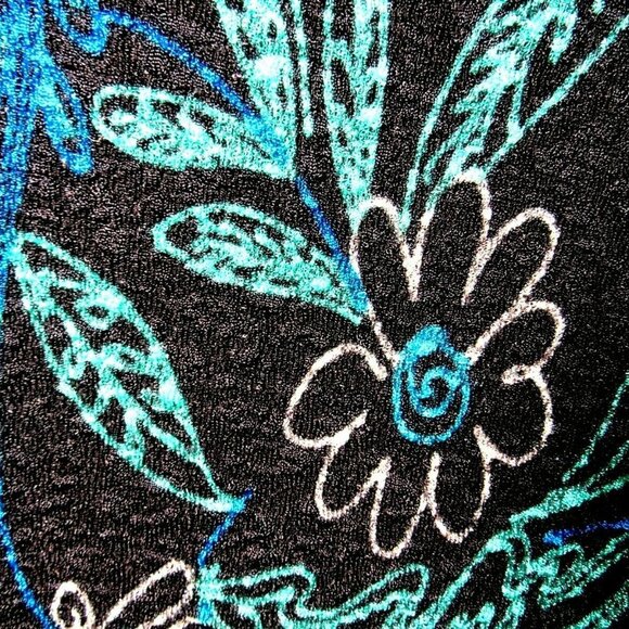VTG Tunic Black Background Rich Bold Deep Floral - Picture 5 of 7